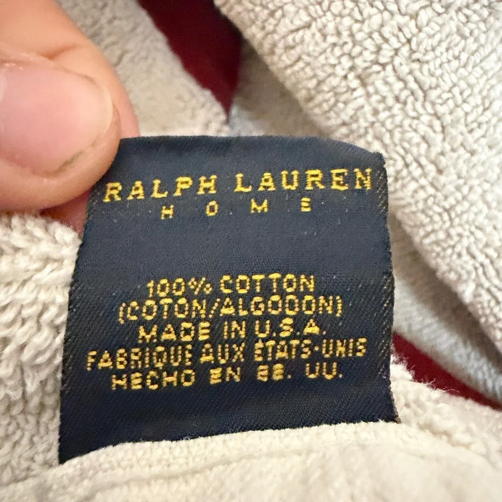 Ralph Lauren Home Cable Knit Bath Towel Cream Striped Cotton Vintage Made in USA